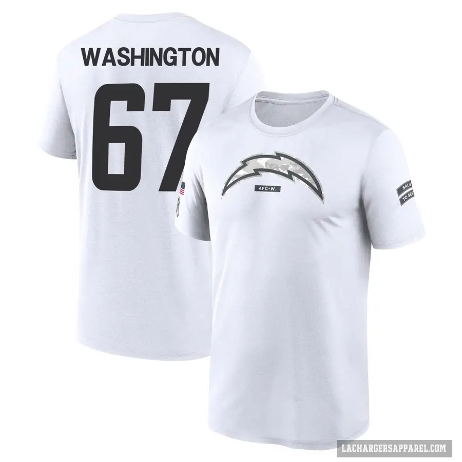 Youth ＃67 Savion Washington Los Angeles Chargers White 2024 Salute to Service Performance T-Shirt
