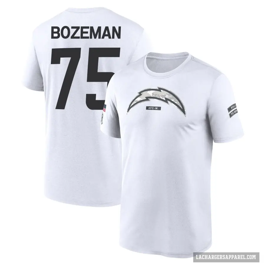 Youth ＃75 Bradley Bozeman Los Angeles Chargers White 2024 Salute to Service Performance T-Shirt