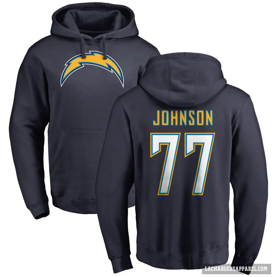 Youth ＃77 Zion Johnson Los Angeles Chargers Navy Pro Line by Branded Name & Number Pullover Hoodie
