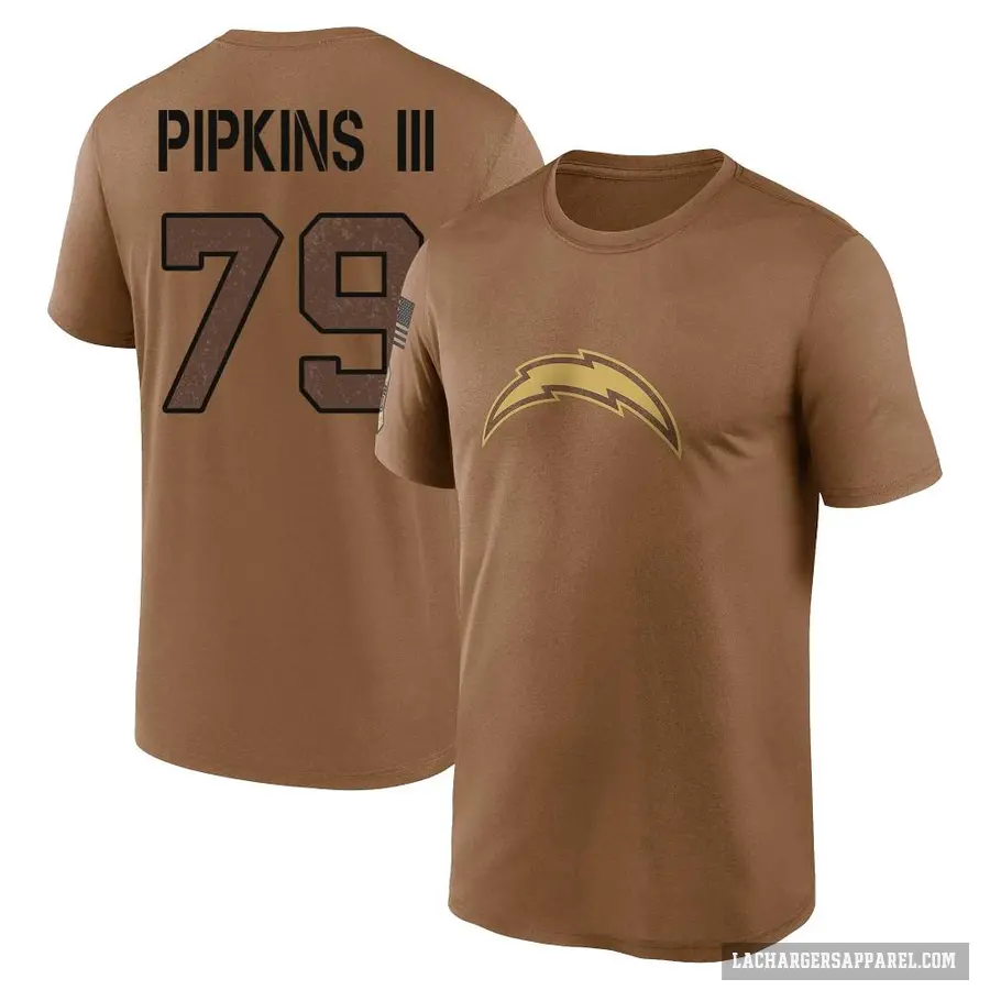 Youth ＃79 Trey Pipkins III Los Angeles Chargers Brown 2023 Salute To Service Performance T-Shirt