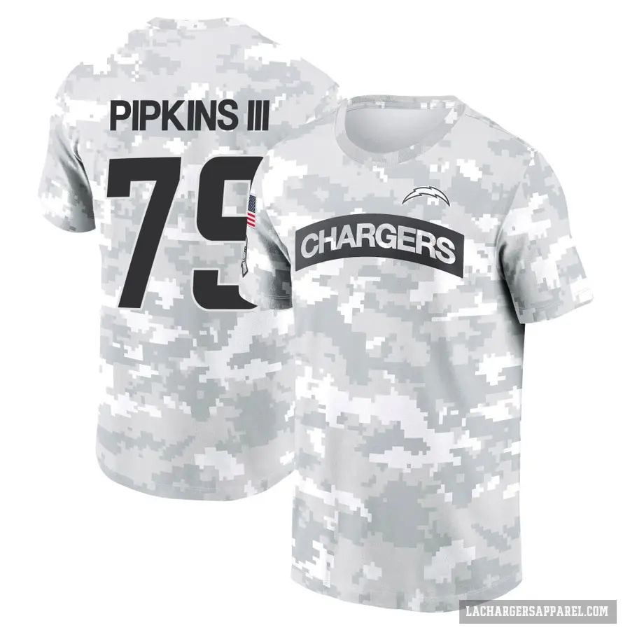 Youth ＃79 Trey Pipkins III Los Angeles Chargers Camo Arctic 2024 Salute to Service Performance T-Shirt