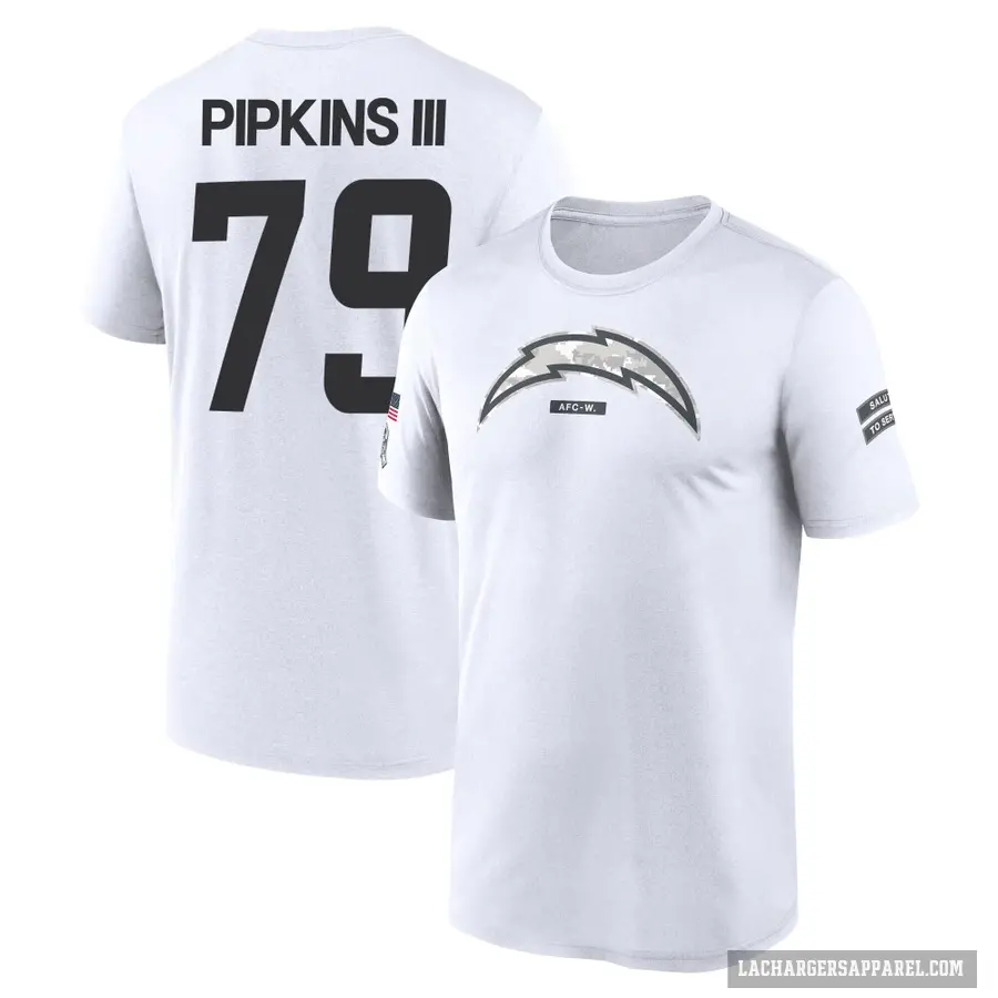 Youth ＃79 Trey Pipkins III Los Angeles Chargers White 2024 Salute to Service Performance T-Shirt