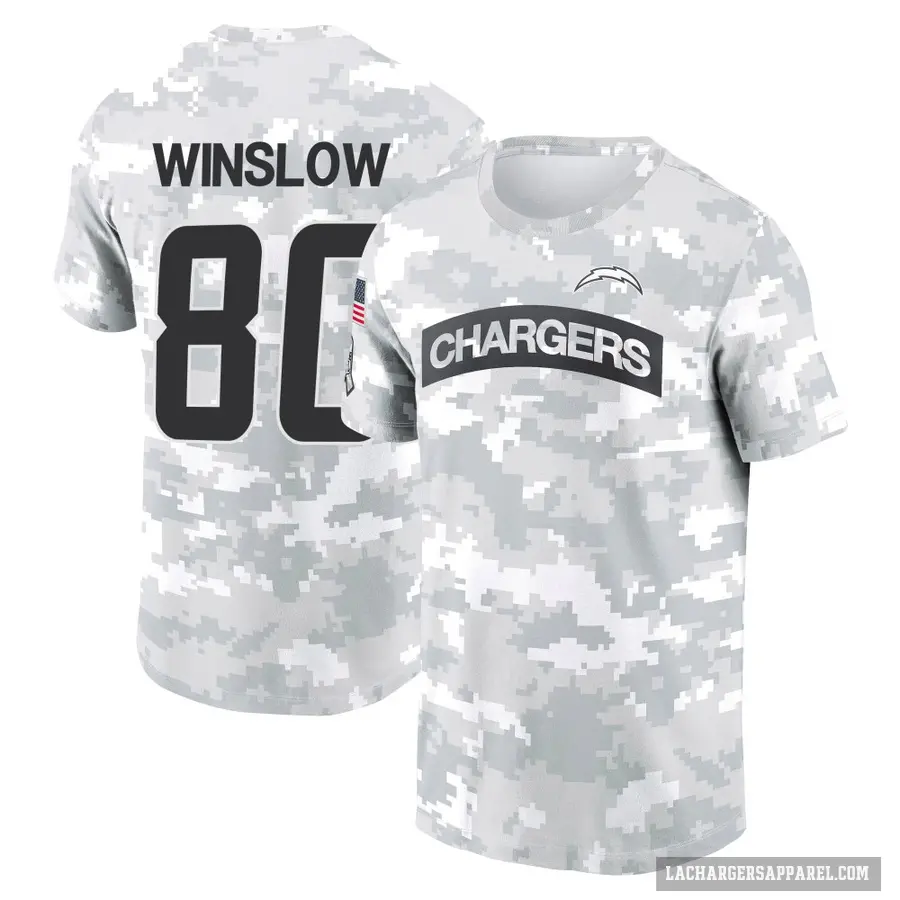 Youth ＃80 Kellen Winslow Los Angeles Chargers Camo Arctic 2024 Salute to Service Performance T-Shirt