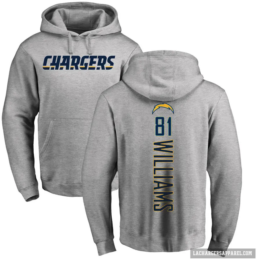 Youth ＃81 Mike Williams Los Angeles Chargers Gray Pro Line by Branded Heather Name & Number Pullover Hoodie