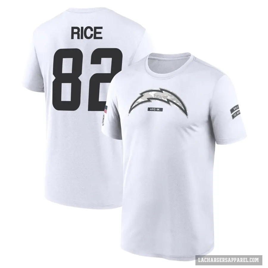 Youth ＃82 Brenden Rice Los Angeles Chargers White 2024 Salute to Service Performance T-Shirt