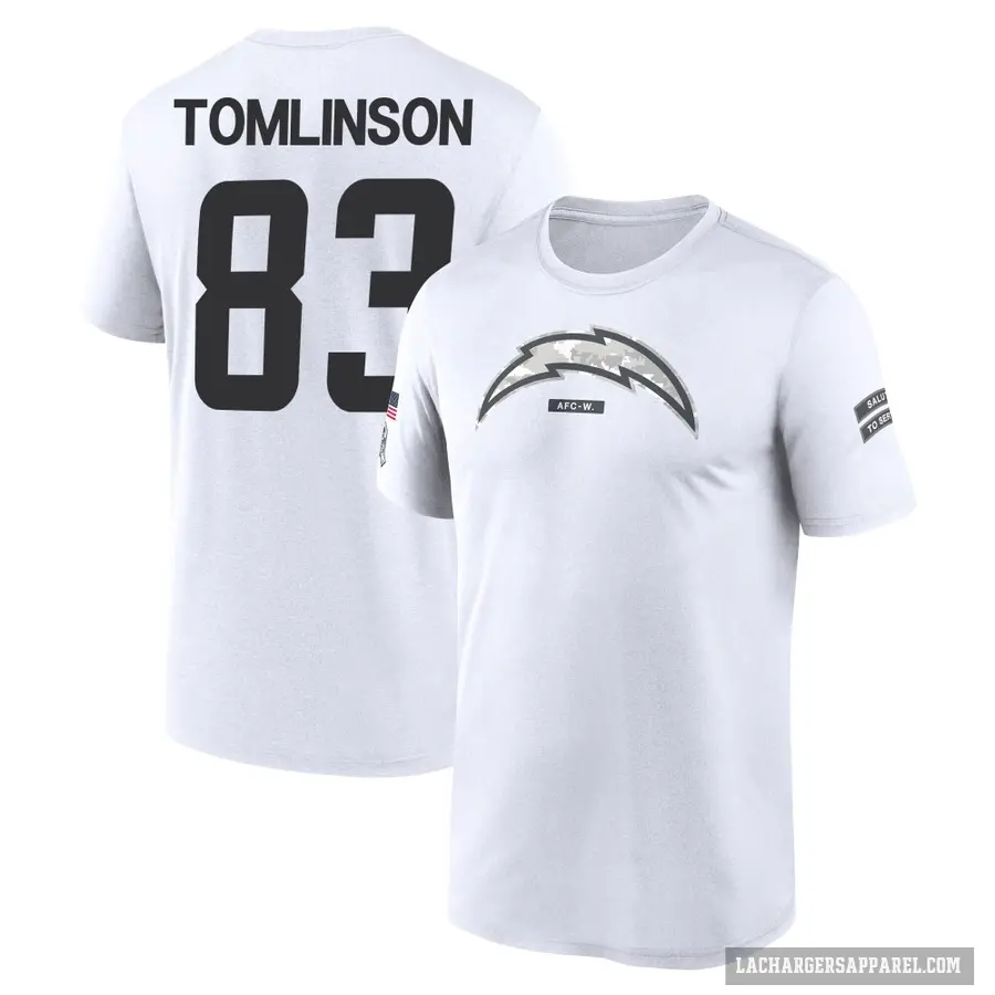 Youth ＃83 Eric Tomlinson Los Angeles Chargers White 2024 Salute to Service Performance T-Shirt