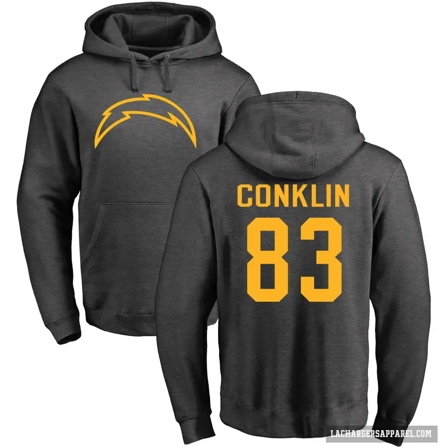 Youth ＃83 Tyler Conklin Los Angeles Chargers Pro Line by Branded Ash One Color Pullover Hoodie