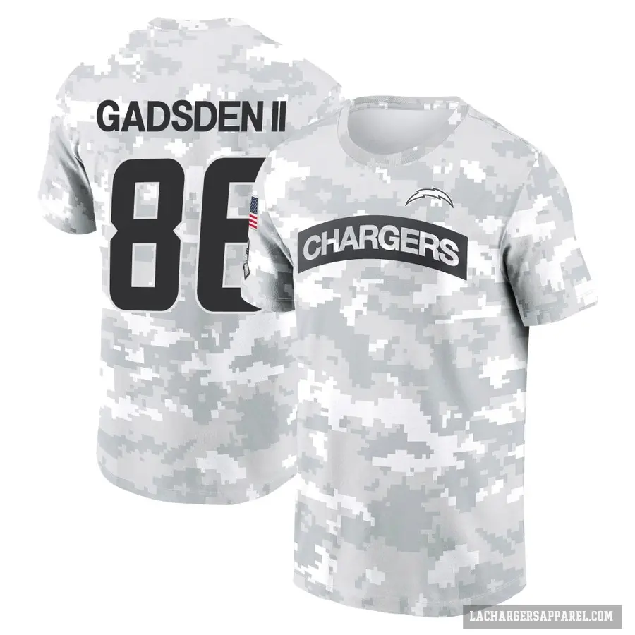 Youth ＃86 Oronde Gadsden II Los Angeles Chargers Camo Arctic 2024 Salute to Service Performance T-Shirt