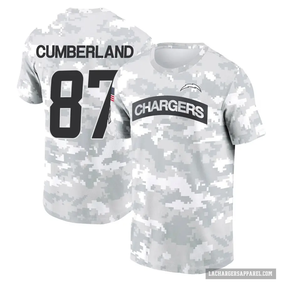 Youth ＃87 Jeff Cumberland Los Angeles Chargers Camo Arctic 2024 Salute to Service Performance T-Shirt