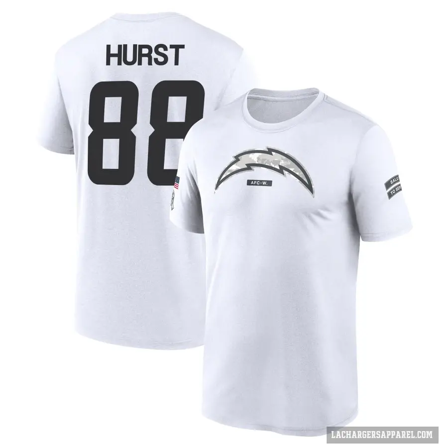 Youth ＃88 Hayden Hurst Los Angeles Chargers White 2024 Salute to Service Performance T-Shirt