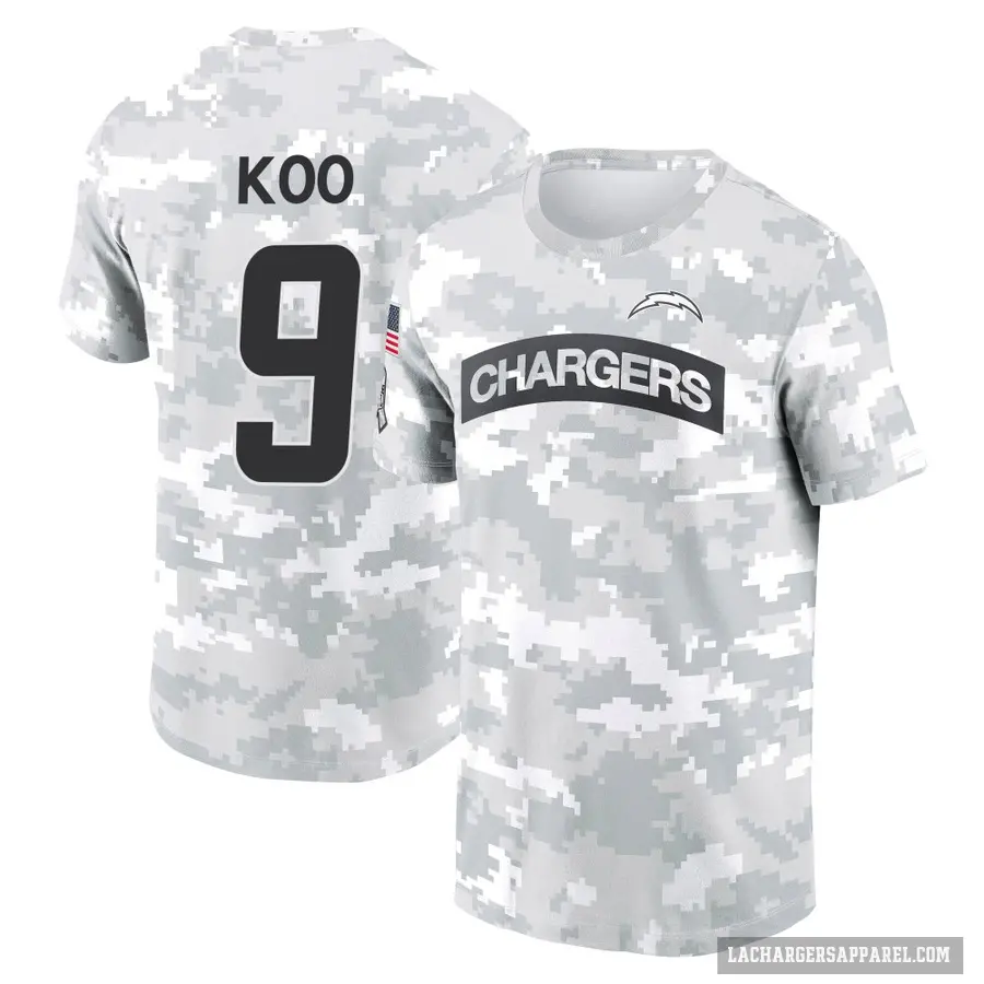 Youth ＃9 Younghoe Koo Los Angeles Chargers Camo Arctic 2024 Salute to Service Performance T-Shirt