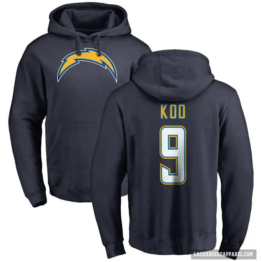 Youth ＃9 Younghoe Koo Los Angeles Chargers Navy Pro Line by Branded Name & Number Pullover Hoodie