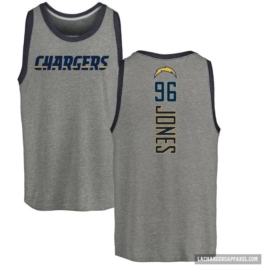 Youth ＃96 Naquan Jones Los Angeles Chargers Ash Backer Tank Top